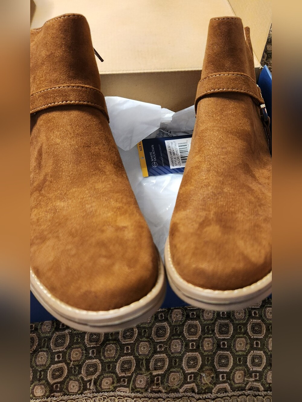 White Mountain Chestnut Brown Suede Ankle Booties
